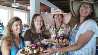 2019 Crazy Hat Winner and Runner Up Ilja Chapman Edith Bricker and volunteers Lynne Duffy and Rosa
